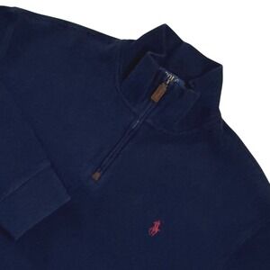 Polo Ralph Lauren Men's XL Navy Quarter Zip Pullover Sweater Red Pony Logo